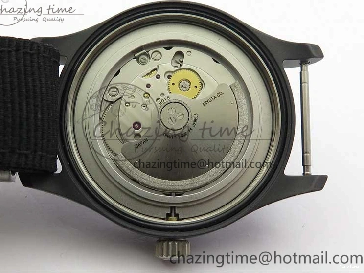 MIROTIME 1222 Pilot IW326901 Real Ceramic MK 1:1 Best Edition Black Dial On Nylon Strap MIYOTA FastDry 7126